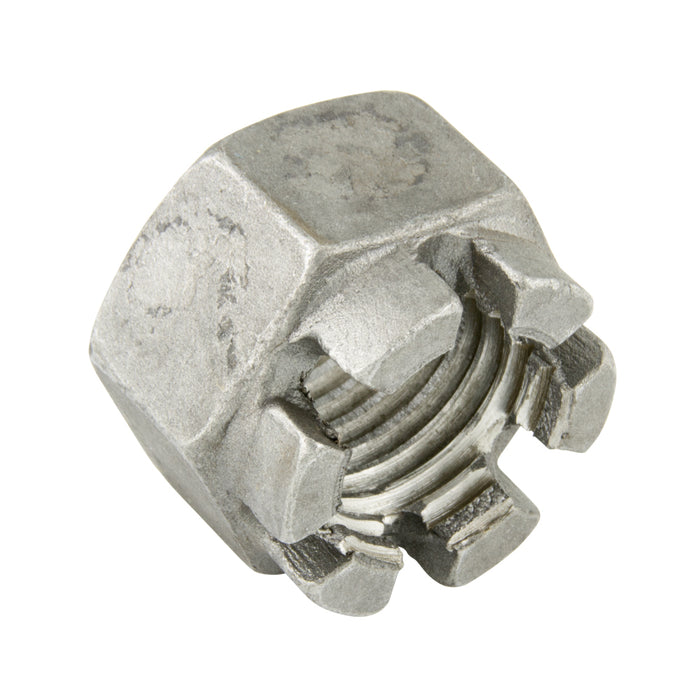 Écrou hexagonal crénelé DIN 935 M30 x 3,50, diamètre extérieur 46 mm, épaisseur 33 mm, acier CL 8 DIN 935/8 M30, fabriqué par Spaenaur Inc.
