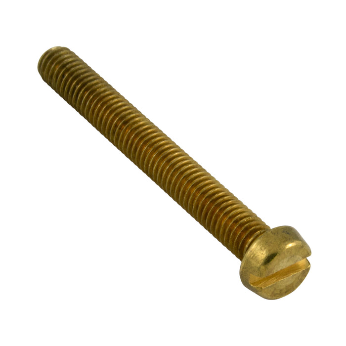 Machine Screw, Cheese Head, Slotted Drive, M8 x 1.25 mm UNC x 30 mm Length, Brass Plain by Spaenaur Inc.