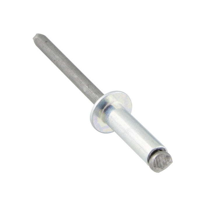 Pop Rivet Dome Head, Open End 1/4" x .865" LG (.501"-.625" Grip) Steel Zinc Plated