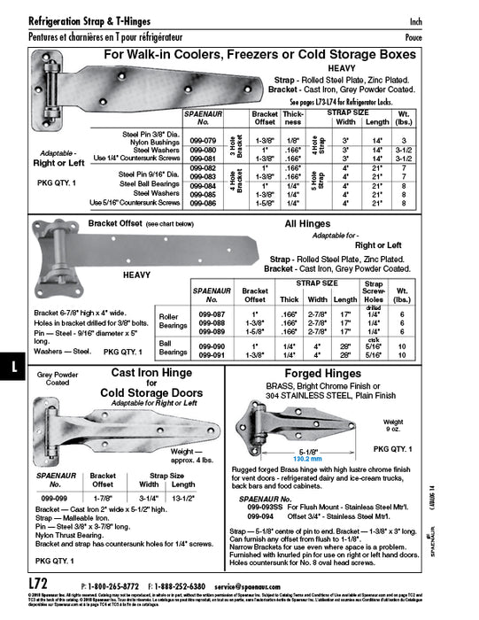 Hinge, Bracket Offset .166"TH x 3"W x 14" Strap 1" Brkt Offset Steel-Strap/Cast Iron-Bkt Powder Coat/Zinc Plated