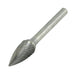 Carbide Burr, Double Cut Pointed Tree Shape 3/8" DIA x 3/4" LGTH x 1/4" Shank Hardened Steel Shank, Tungsten Carbide Tip by Spaenaur Inc.