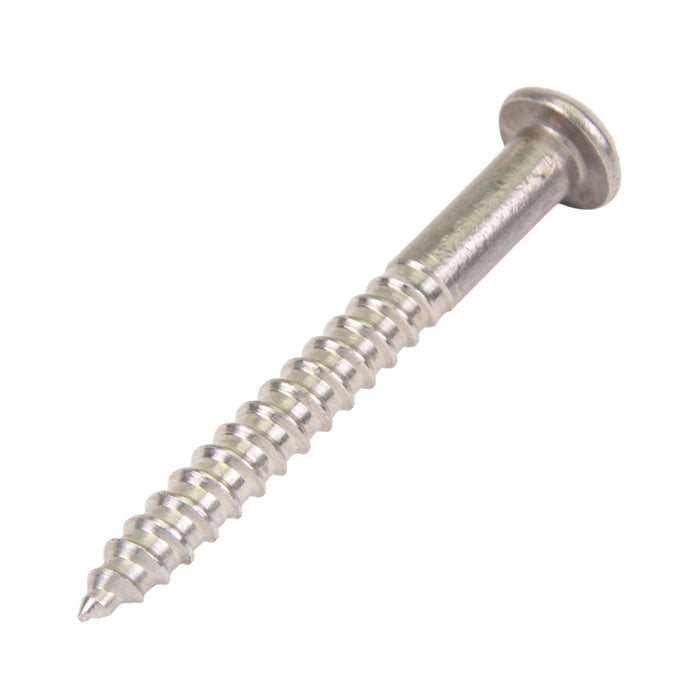 Wood Screw, Round Head, Slotted, #10 x 2-1/2" Length, Stainless Steel, ASME/ANSI B18.6.1 by Spaenaur Inc.