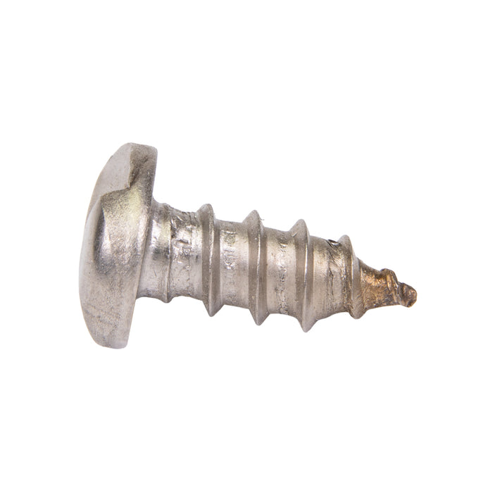 Tamper-Resistant Tapping Screw, Round Head One-Way Slotted Drive, 10A x 1/2" Length, Stainless Steel 18-8