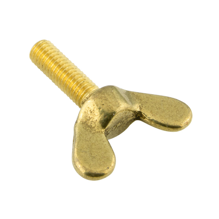 Wing Screw, M4 x 0.70mm Pitch x 16mm, 20mm Wing Wdth Brass Plain