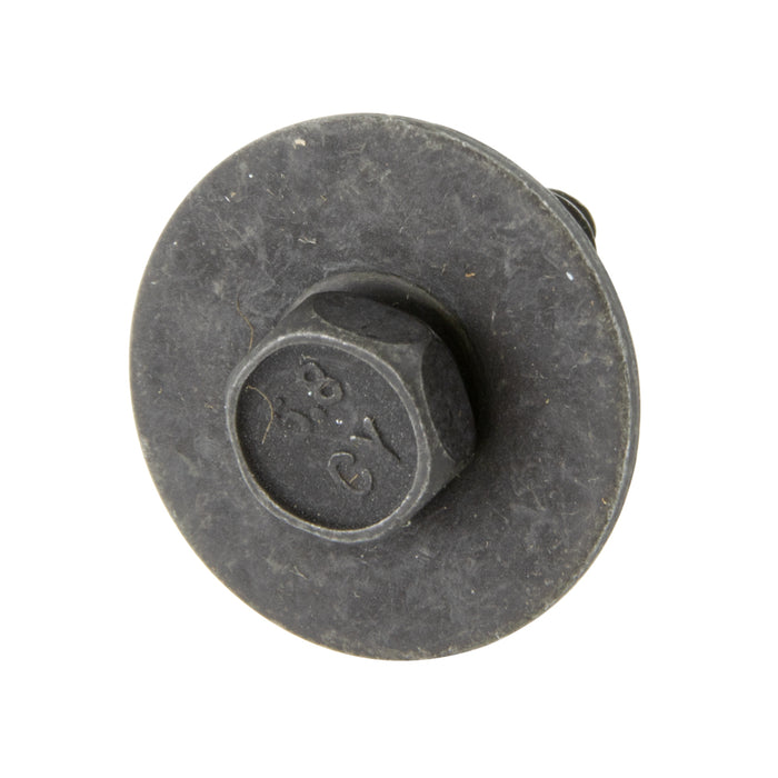 Sems Indented Hex Hd Machine Screw, With 3/4" OD Flat Washer, Dog Point, 1/4"-20 UNC X 3/4", Low Carbon Steel, Phosphate & Oil by Spaenaur Inc.