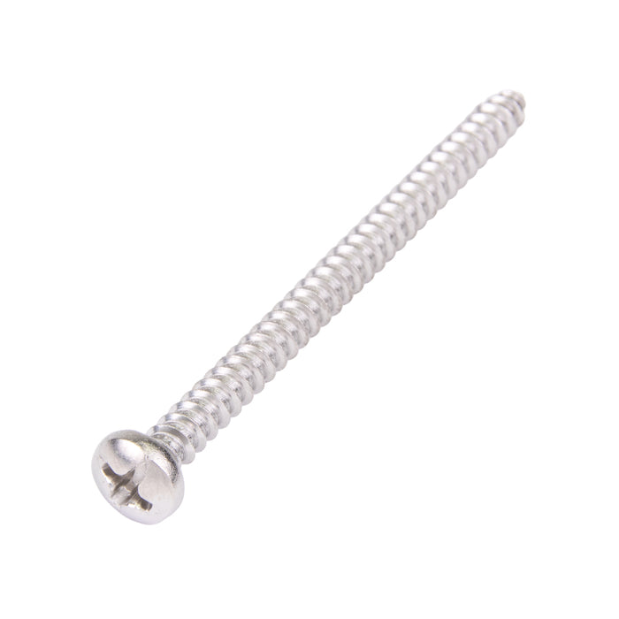 Tapping Screw, Pan Head Phillips Drive, Type A, #8 x 2" Length, Stainless Steel