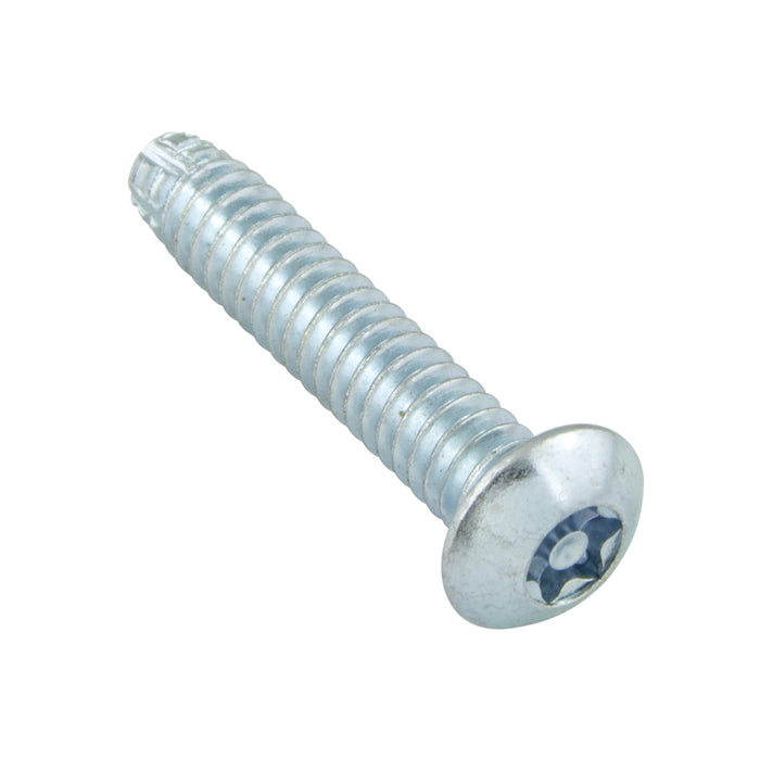Security Thread-Cutting Screw, 6-Lobe Button HD, Type F #8-32 UNC x 3/4" LG, Recess Tr15, Low Carbon Case Hardened Steel Zinc Plated by Spaenaur Inc.
