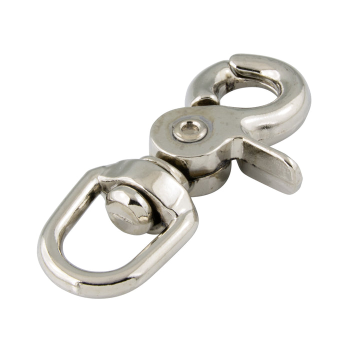 Trigger Snap, Round Swivel Eye 1/2" Eye, 2 1/2" O/A L, 3/8" Snap Opening Zinc Die Cast Nickel Plated by Spaenaur Inc.