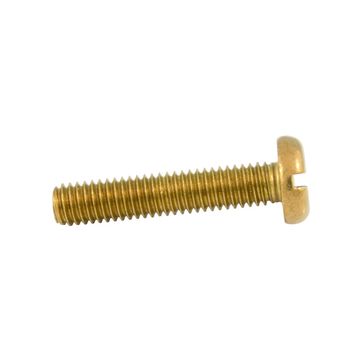 Machine Screw, Pan Head, Slotted Drive, M4 x 0.70 mm UNC x 20 mm Length, Brass Plain by Spaenaur Inc.