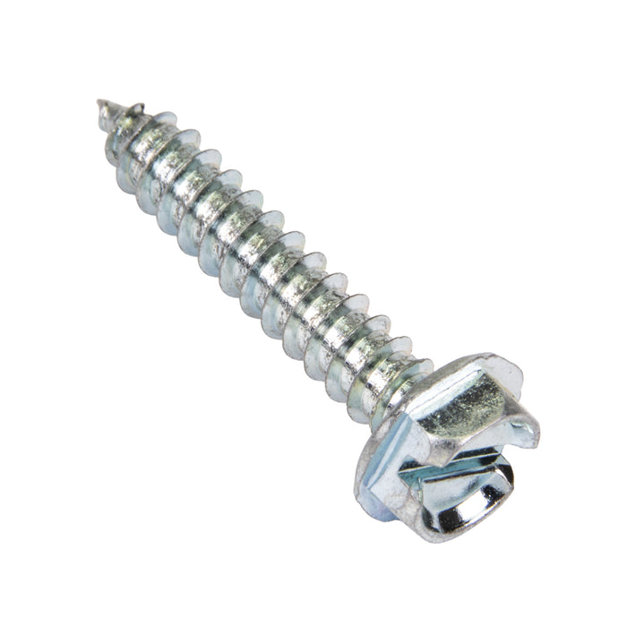 Tapping Screw, Hex Washer Head Slotted Drive, Type AB, #8 x 5/8" Length, Steel Zinc Plated by Spaenaur Inc.