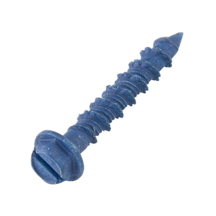 Tapcon Anchor Concrete Screw, Slotted Drive, Hex Washer Head, Hi-Lo Thread, 1/4" Dia x 3-1/4" Length, C1022 Steel Blue CLIMASEAL® by Tapcon®