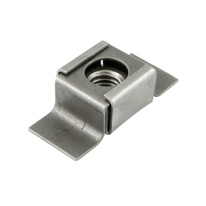 Écrou flottant de retenue à souder, filetage UNC n° 10-24, largeur de base 1/2 po x longueur hors tout 1-1/2 po, acier à faible teneur en carbone, lisse, par Spaenaur Inc.