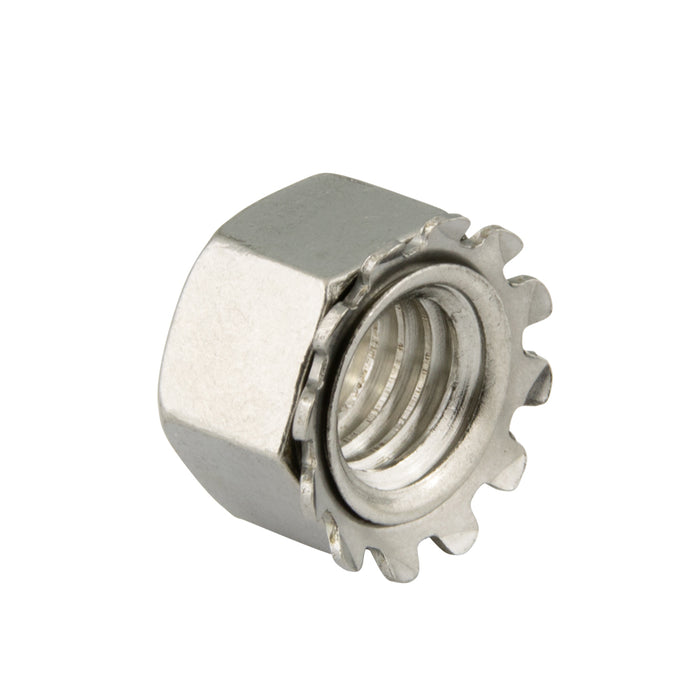 K-Lok Hex Nut W/External tooth Lockwasher 10-24 UNC x 3/8" AF x 5/32" O/A THK 18-8 Stainless Steel
