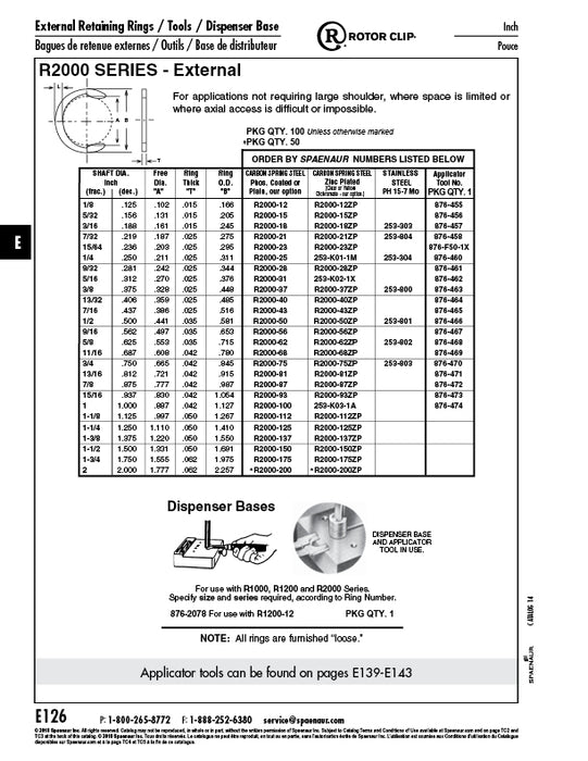 Applicator Tool for Retaining Ring R-2000-56 by Spaenaur Inc.