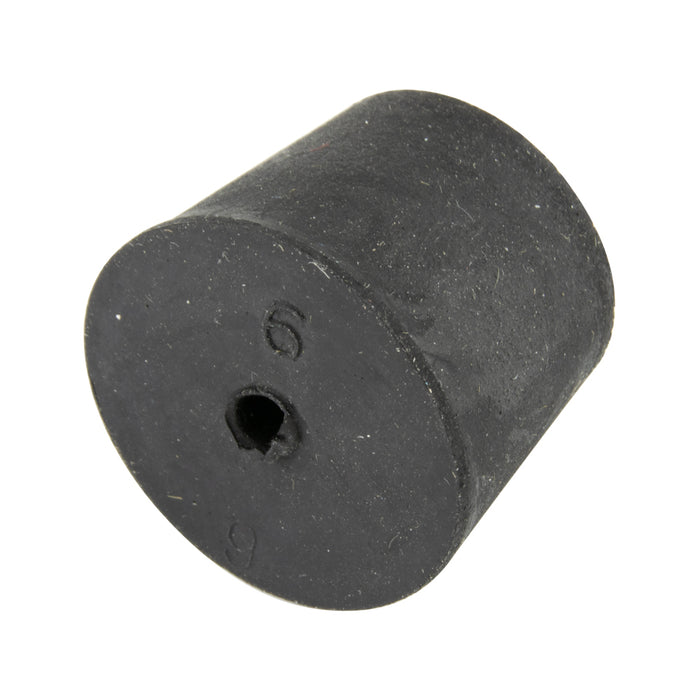 Laboratory Stopper with 1/4" DIA Hole #6 (1 1/4" Top x 1" Bottom x 1" LG) Natural Rubber Black by Spaenaur Inc.