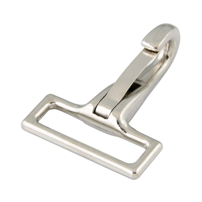 Spring Snap, Fixed Loop Eye 1" Eye, 3 1/8" Oal, .283" Snap Opening Cast Mall. Iron, Nickel Plated by Spaenaur Inc.