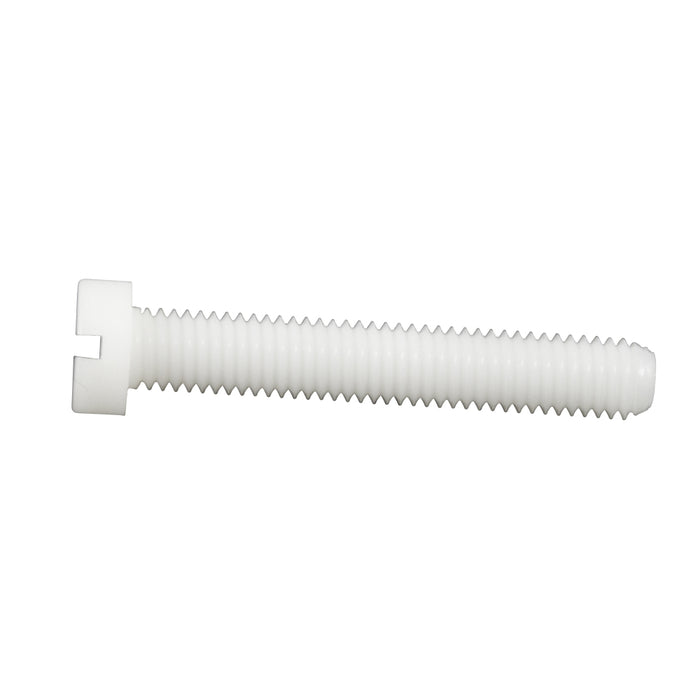 Machine Screw, Cheese Head, Slotted Drive, M4 x 0.70 mm UNC x 6 mm Length, Nylon