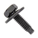 Sems Indented Hex Hd Machine Screw, With 3/4" OD Flat Washer, Dog Point, 1/4"-20 UNC X 15/16", Low Carbon Steel Black Phosphate, And Oil by Spaenaur Inc.
