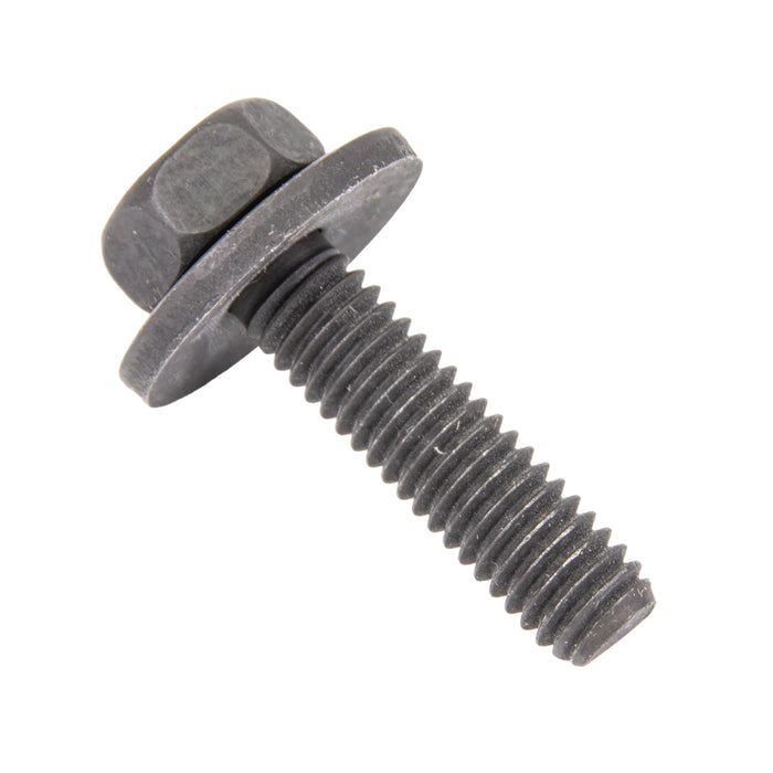 Sems Machine Screw Hex Head, With 17mm OD Flat Washer, 6mm X 1.00 Pitch X 25mm Lgth, Low Carbon Steel, Black Phosphate by Spaenaur Inc.