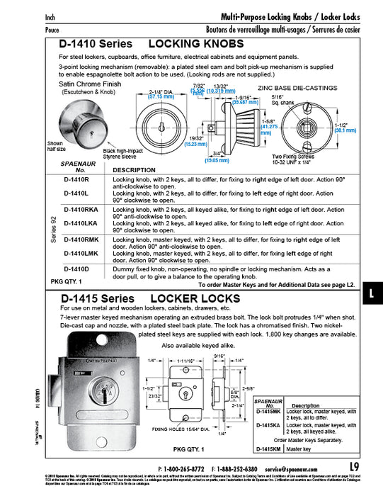 Locker Lock,Master Keyed,All to Differ
