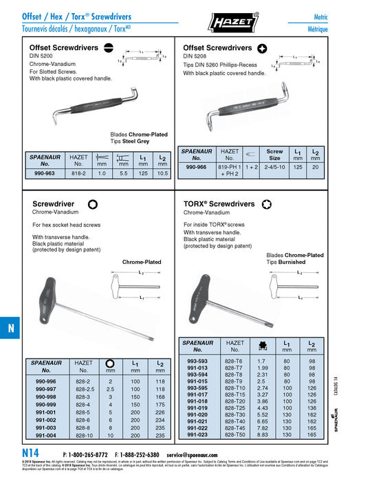 Tournevis à poignée en T pour vis Torx internes T15 Torx T15 x 100 mm de long Lame ronde Chrome vanadium, chromé Pointe polie. Poignée en plastique noir