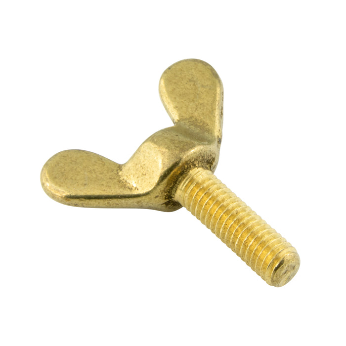 Wing Screw, M4 x 0.70mm Pitch x 16mm, 20mm Wing Wdth Brass Plain