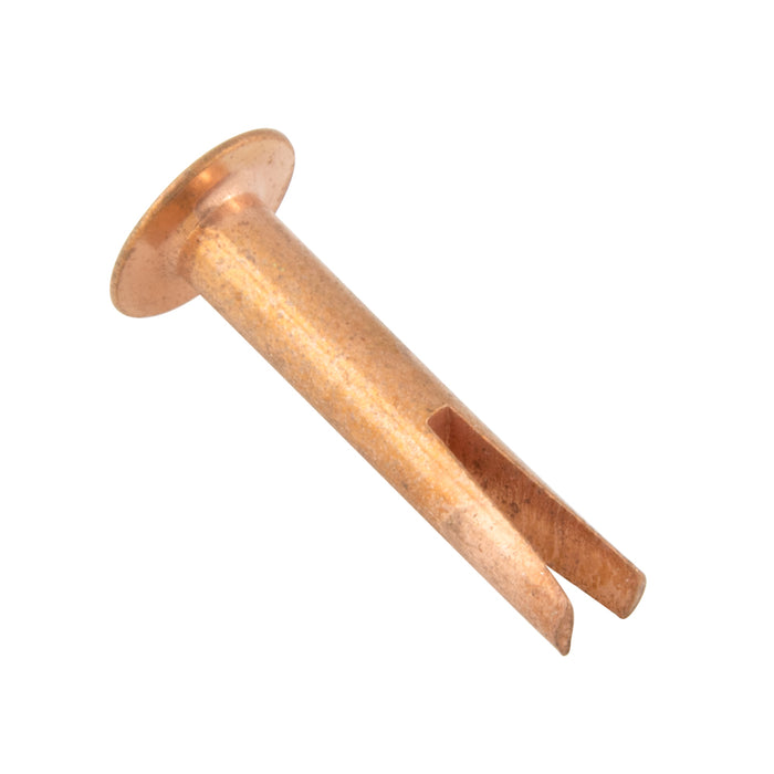 Rivet à tête ovale fendue 5/32 po de diamètre x 1/2 po de longueur 5/16 po de diamètre de tête Acier à faible teneur en carbone plaqué cuivre par Spaenaur Inc.