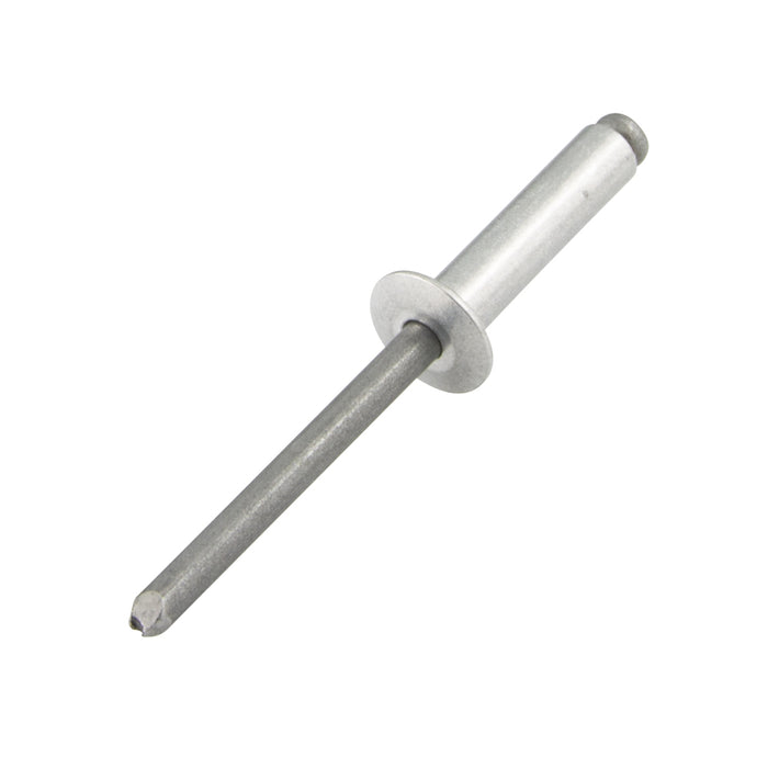 Pop Rivet Dome Head Open End 3/16" DIA x 1.06" LGTH (.751"-.875" Grip) Aluminum Body, Coated Steel Mandrel IFI Spec. 114 Grade 19