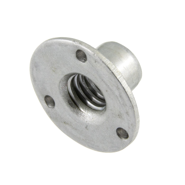 Tee Nut, Round Base 1" DIA with 3 Bosses On Barrel Side 3/8"-24 UNF, Barrel 7/16" LG x 13/32" DIA Steel Plain by Spaenaur Inc.