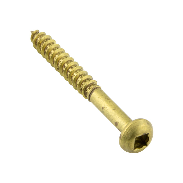 Wood Screw, Round Head, Square Socket, #4 x 1/2" Length, Brass, ASME/ANSI B18.6.1 by Spaenaur Inc.