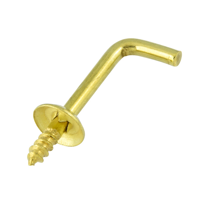 Solid Brass Shoulder Hook 1 1/2" x .150" x 2 1/8" Length Overall Brass Plain Finish by Spaenaur Inc.