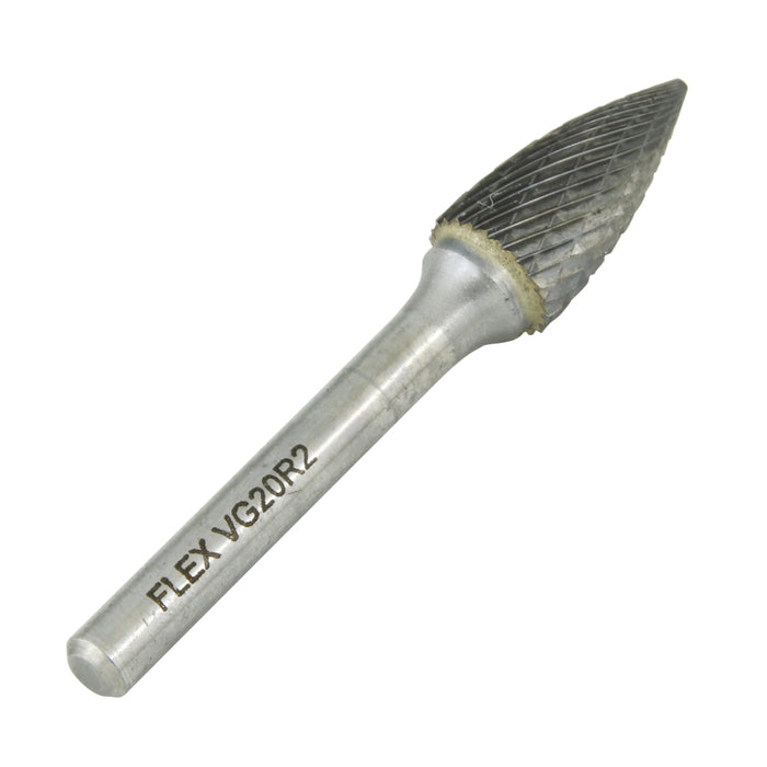 Carbide Burr, Double Cut Pointed Tree Shape 3/8" DIA x 3/4" LGTH x 1/4" Shank Hardened Steel Shank, Tungsten Carbide Tip by Spaenaur Inc.