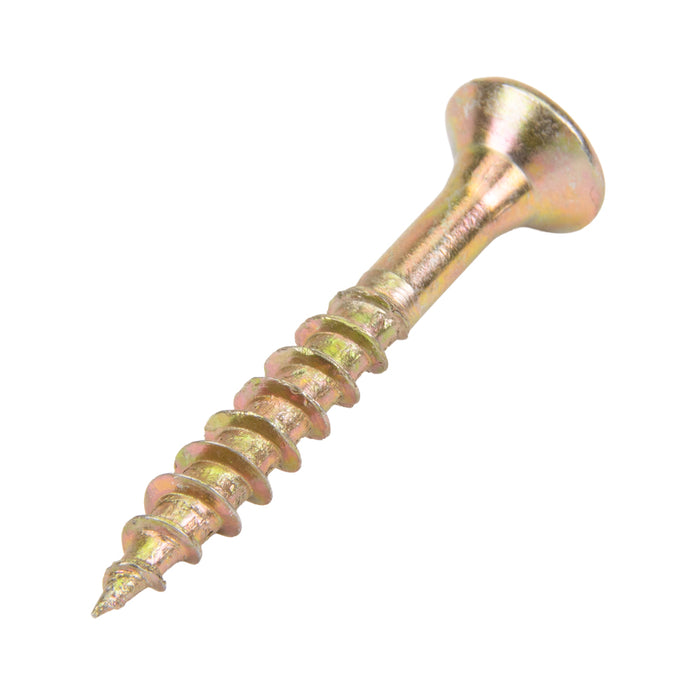 Particle Board Screw, Flat Head, Square Socket, 4.0 mm x 30 mm Length(#8 x 1-1/4"), Steel Yellow Zinc Plated by Spaenaur Inc.