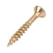 Particle Board Screw, Flat Head, Square Socket, 4.0 mm x 30 mm Length(#8 x 1-1/4"), Steel Yellow Zinc Plated by Spaenaur Inc.