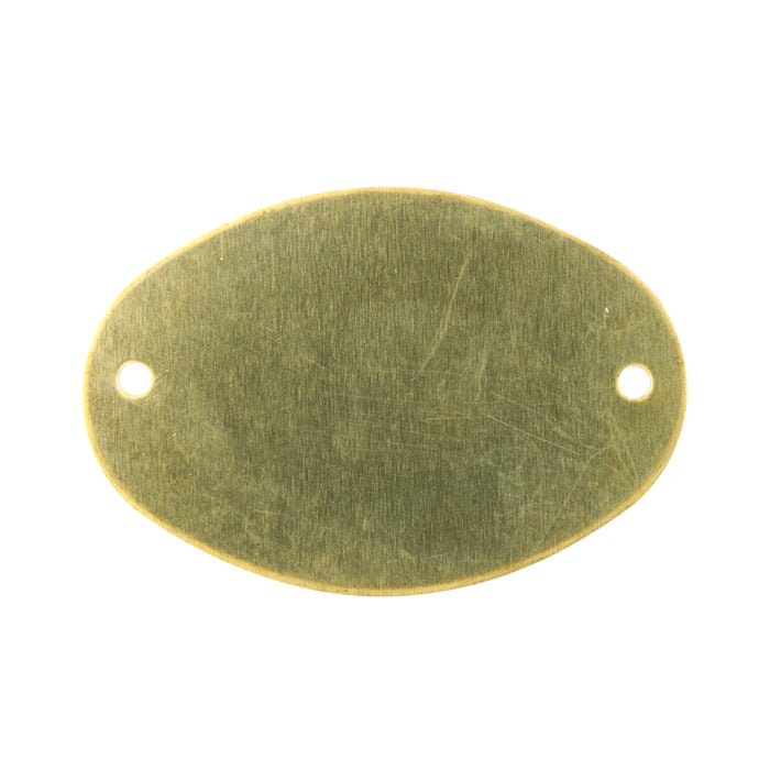 Standard Oval Blank Tag (Two 1/8" Holes) 5/8" x 1-1/2" x .032" THK Brass Plain