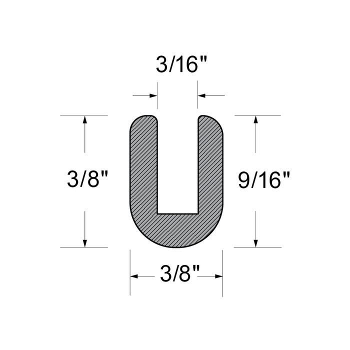 Gouttière en caoutchouc en forme de « U » 50 pieds / bobine EPDM noir, Duro 50 +/- 5 par Spaenaur Inc.