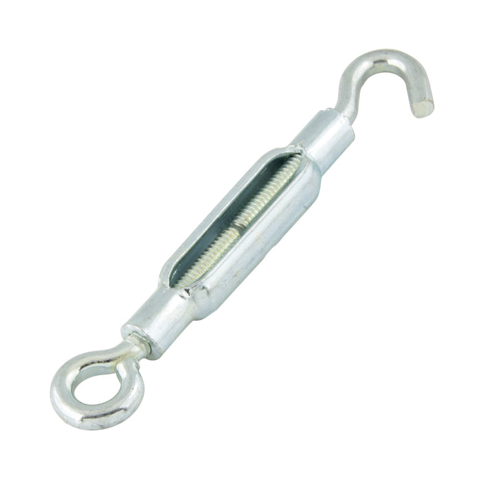Turnbuckle, Hook & Eye 1/4"-20 Thread (.212" Material DIA) 7-3/8" Open LGTH, 5-1/4" Closed LGTH, 2-1/8" Take-Up Steel Zinc Plated by Spaenaur Inc.