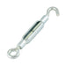 Turnbuckle, Hook & Eye #12-24 Thread (.185" Material DIA), 6-3/8" Open LGTH, 4-1/2" Closed LGTH, 1-7/8" Take-Up Steel Zinc Plated by Spaenaur Inc.