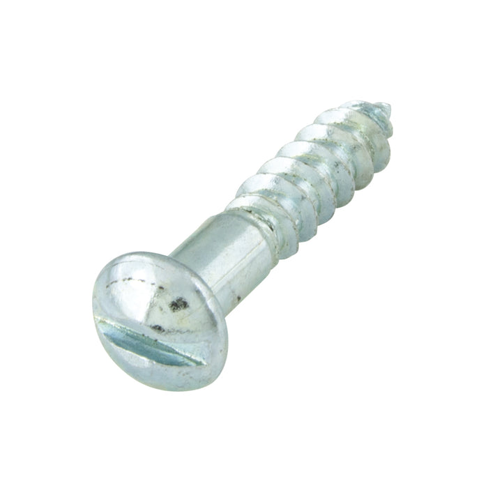 Wood Screw, Round Head, Slotted, #6 x 3/4" Length, Low Carbon Steel Trivalent Zinc Plated, ASME/ANSI B18.6.1