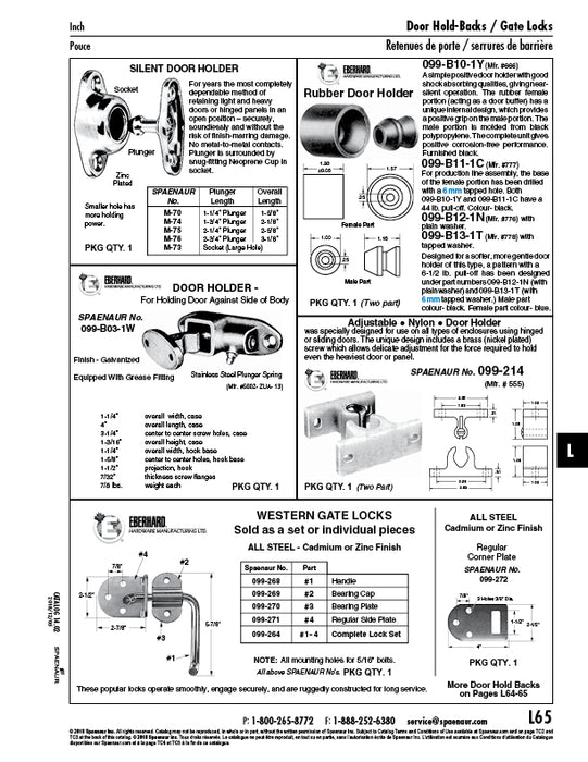 Silent Door Holder Plunger 1-3/4" Plunger LGTH Steel Cad Plated