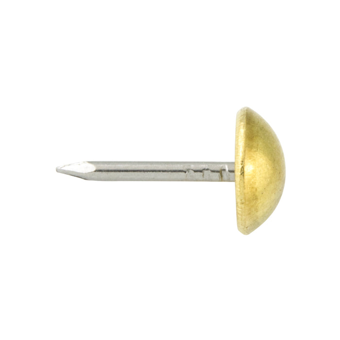 Furniture Nail, High Crown Round HD 3/8" DIA Head x 1/2" Shank Brass Plain by Spaenaur Inc.