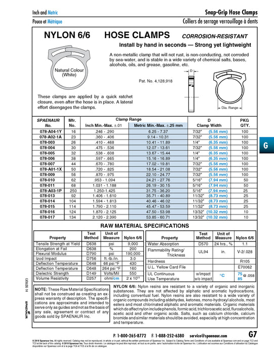 Collier de serrage Snap-It, gamme 1,250"-1,425" x 5/16" Largeur 31,7 mm-36,2 mm x 7,94 mm Largeur Nylon 6/6 Naturel