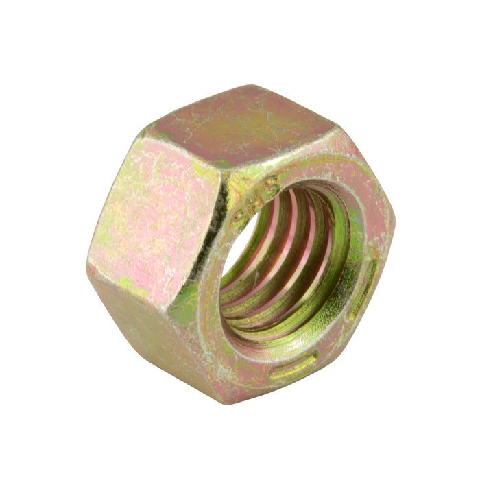 High Tensile Hex Nut, Finished 7/16"-14 UNC (11/16" AF x 3/8" THK) Grade 8 Steel Yellow Zinc Plated Dichromate Dipped ANSI B18.2.2-Latest