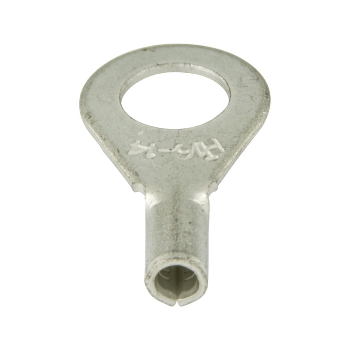 Copper Alloy Ring tongue Terminal, Wire Size 22-18 GA., Non-Insulated Hole DIA 9/64, Stud Size 5-6 Copper Alloy Chromate Plated