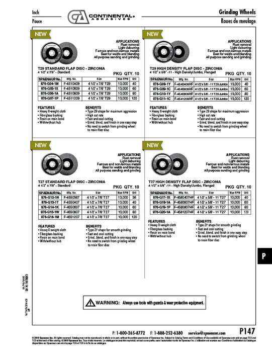 4-1/2" x 5/8"-11 T29 High Density/Jumbo, Flanged Zirconia 60 GRit