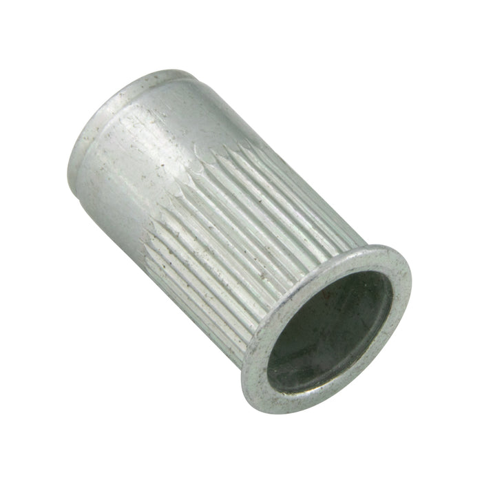 A-K Series Knurled Threaded Insert Standard Open End 5/16"-18 UNC x .150-.312" Grip Steel, Trivalent Zinc Plated