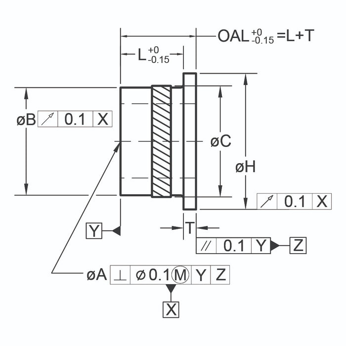 Limiteur de compression, tête usinée avec précision, ID pour boulon M8 x longueur 6 mm, aluminium