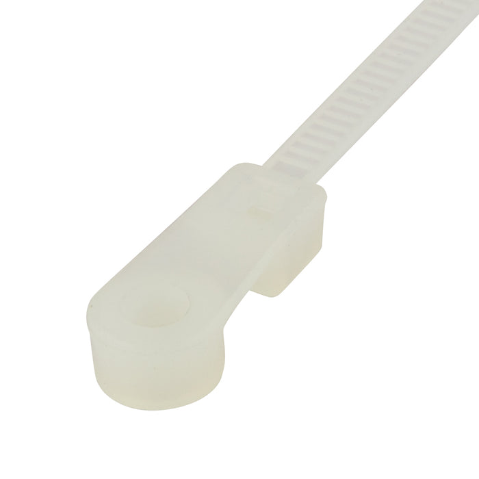 Cable Tie - Heavy, with Flexible Mounting Head 3/16"-4" x 15 1/4" Oal Strap Natural Nylon by Spaenaur Inc.