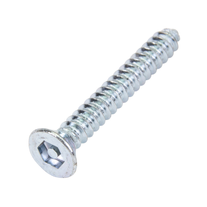 Tapping Screw, Flat Head Security Hex Socket Drive, #10 x 2" Length, Steel Zinc Plated