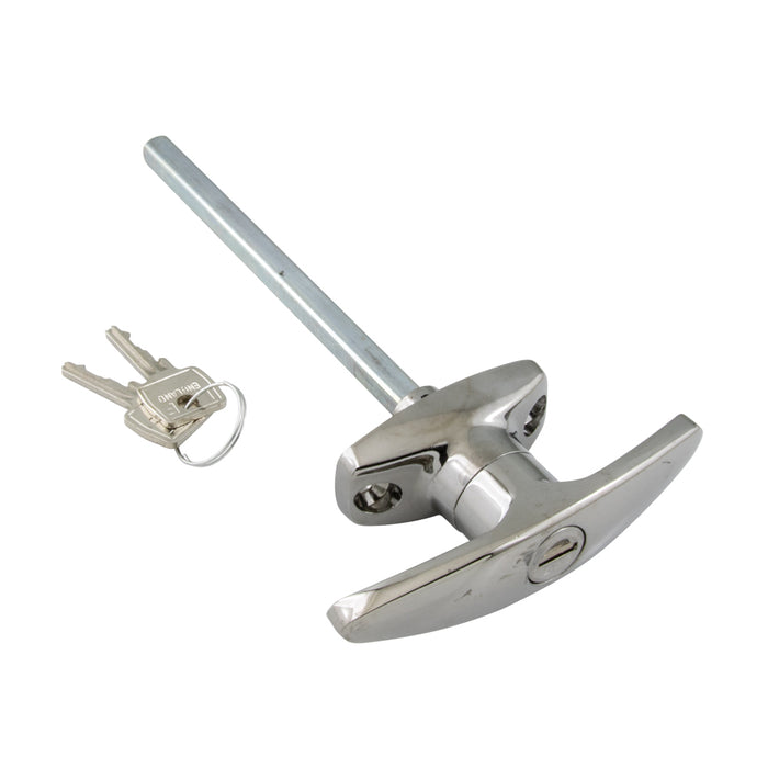 Locking T Handle, Keyed to Differ, 90 Degrees Cw to Open 1 3/4" Hole Centres Die-Cast, Bright Chrome Pl by Spaenaur Inc.